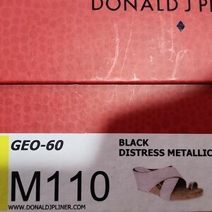 Donald J Pilner- Black distress metallic - wedge sandal